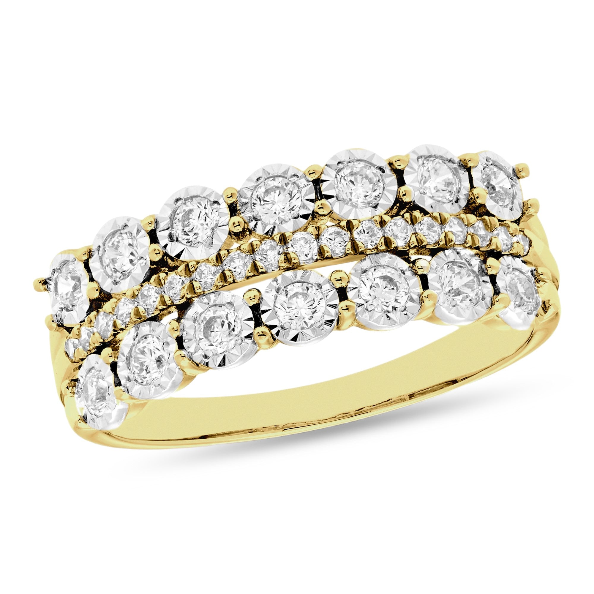 1/2ctw Three Row Diamond Band