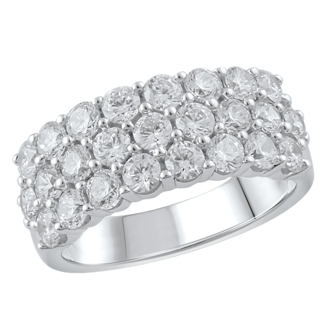 2ctw Lab Grown Three Row Diamond Band