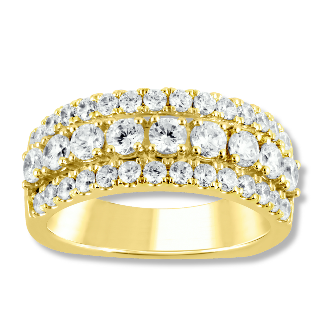 1-1/2ctw Lab Grown Three Row Diamond Band