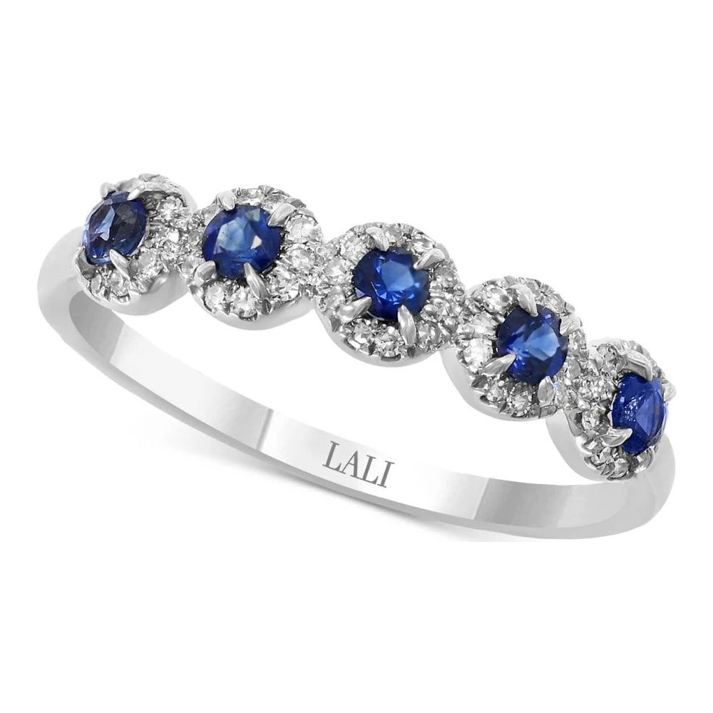 Sapphire Diamond Halo Ring