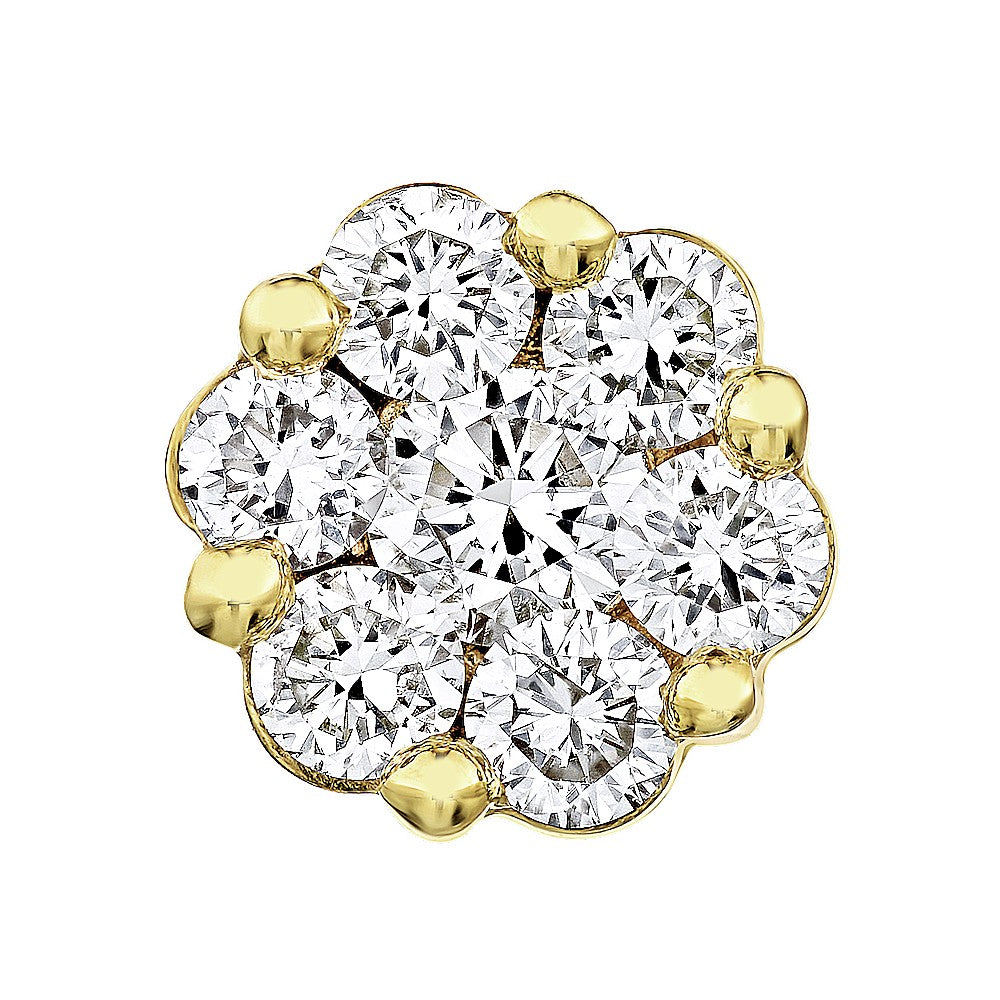 1ctw Flower Diamond Cluster Stud Earrings