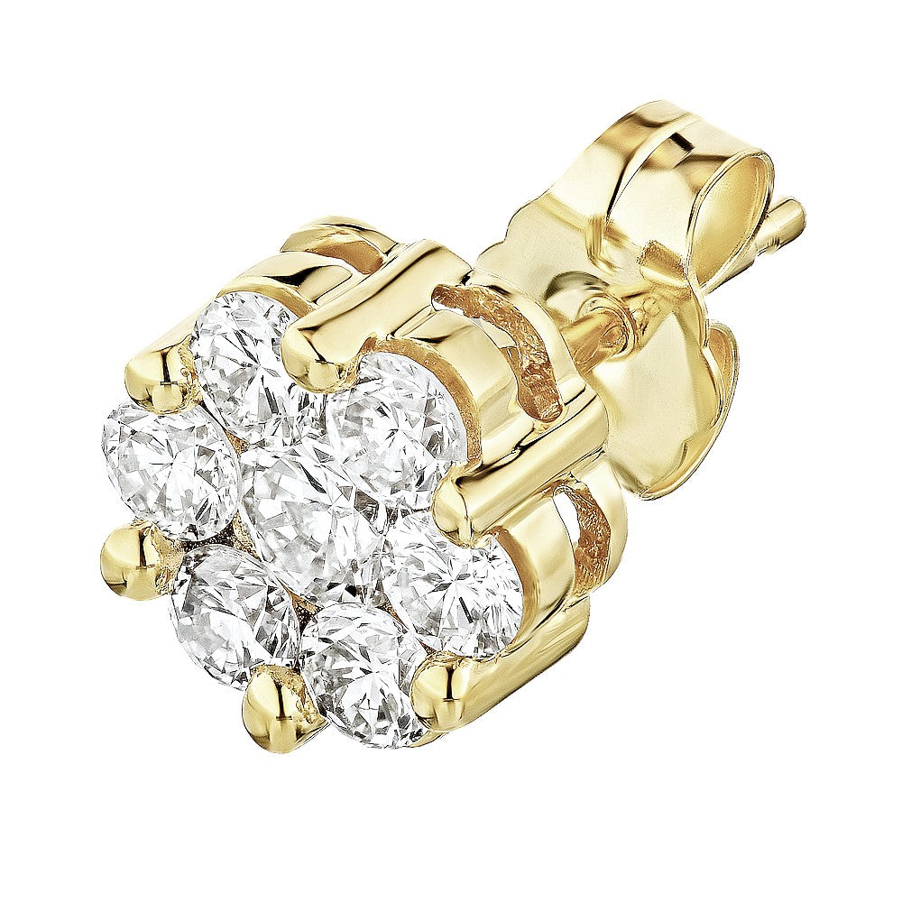 3/4ctw Flower Diamond Cluster Stud Earrings
