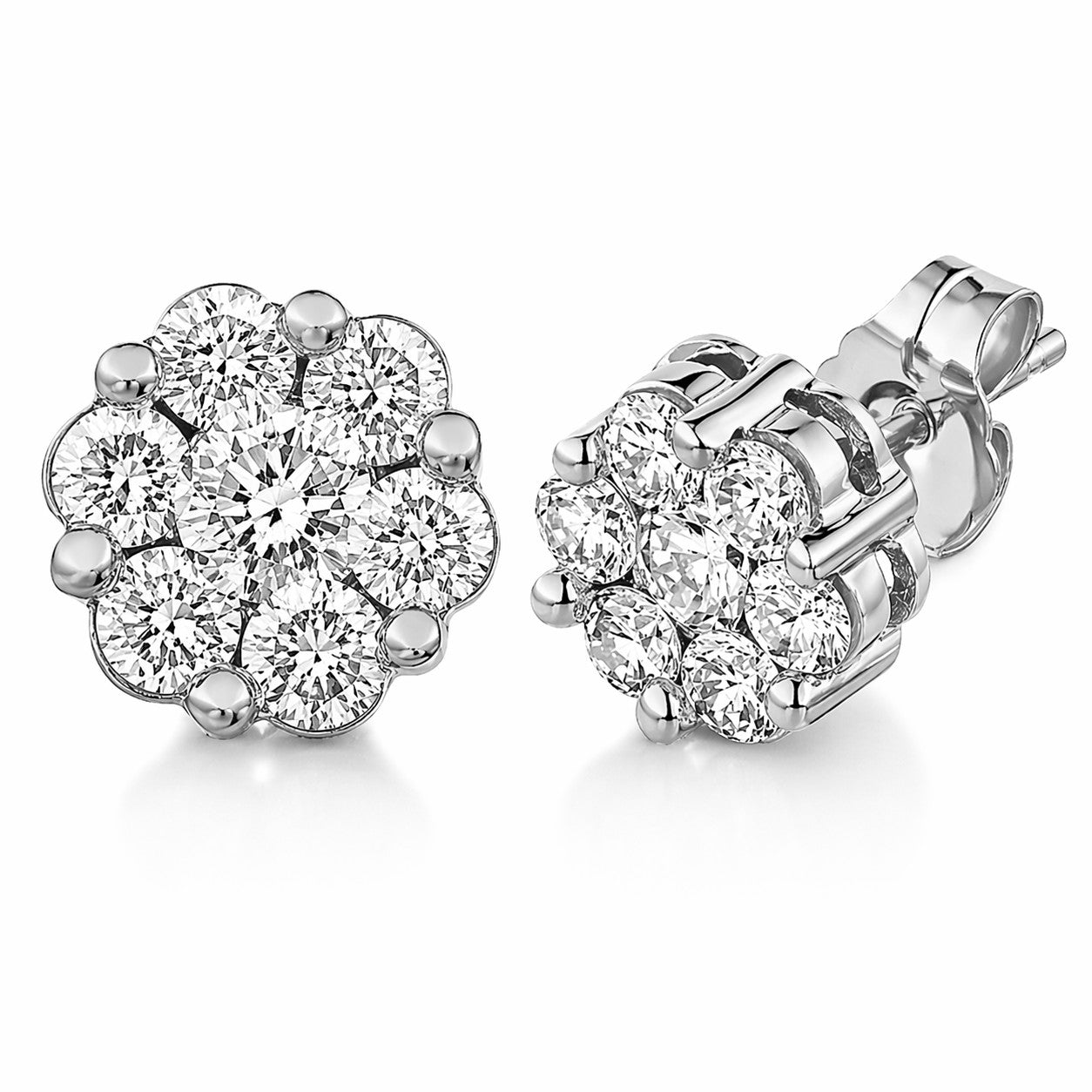1/2ctw Flower Diamond Cluster Stud Earrings