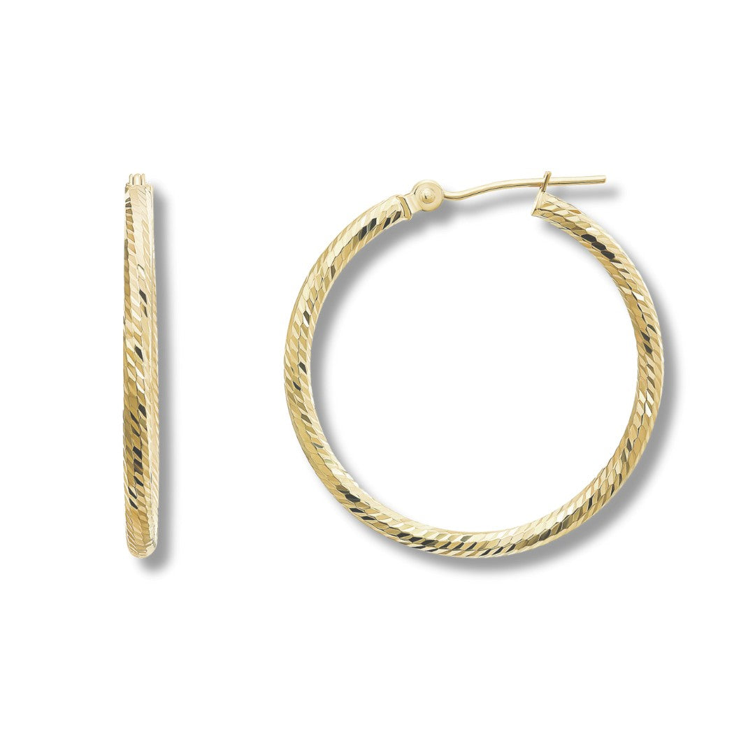 Diamond Cut Hoop Earrings