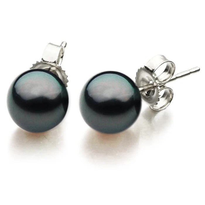 Black Freshwater Pearl Stud Earrings 7-7.5mm