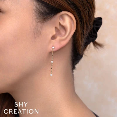 Shy Creation Pearl Chain Drop Earrings