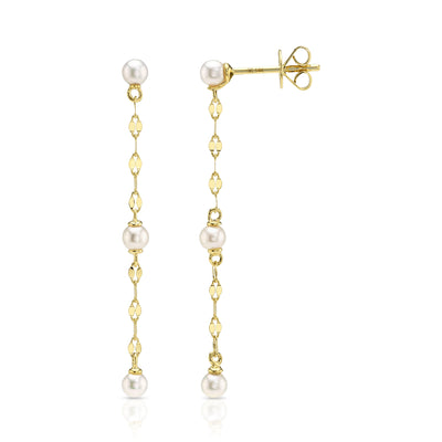 Shy Creation Pearl Chain Drop Earrings