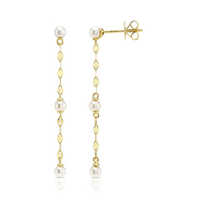 Shy Creation Pearl Chain Drop Earrings