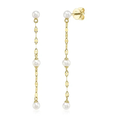 Shy Creation Pearl Chain Drop Earrings