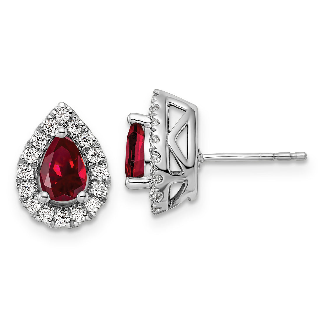 Ruby Diamond Halo Earrings