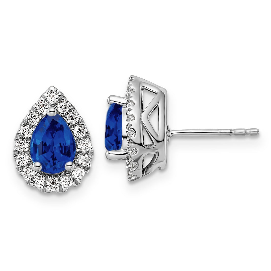 Sapphire Diamond Halo Earrings