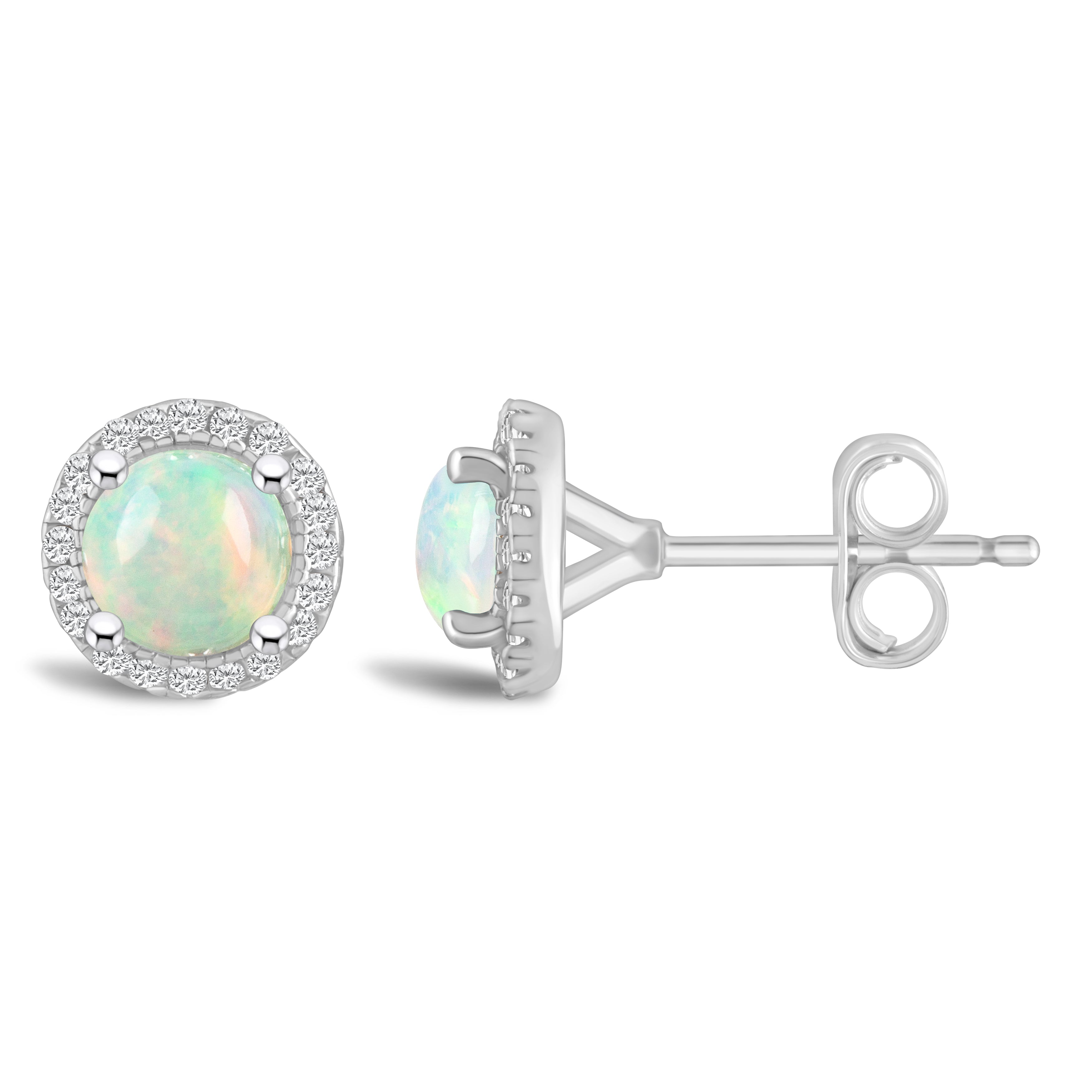 Opal Diamond Halo Earrings