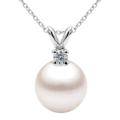 Diamond Akoya Pearl Pendant 8-9mm
