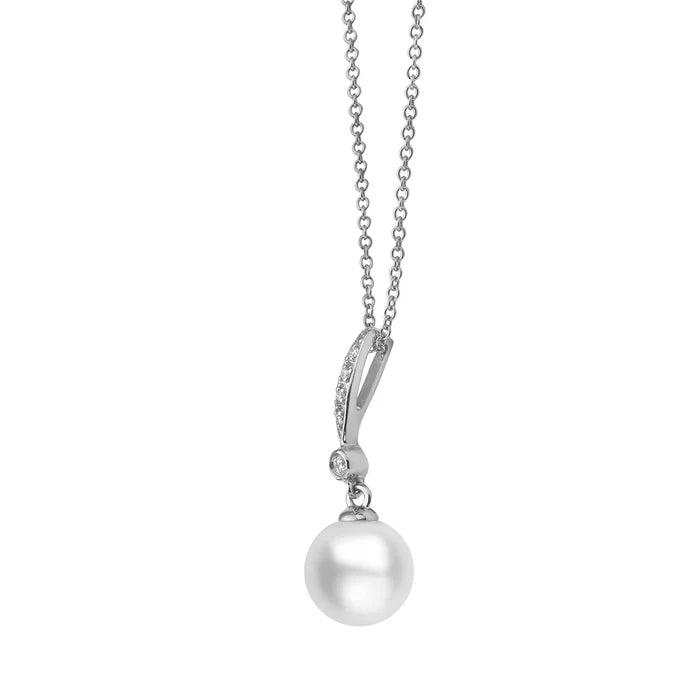Diamond Freshwater Pearl Pendant 8-9mm