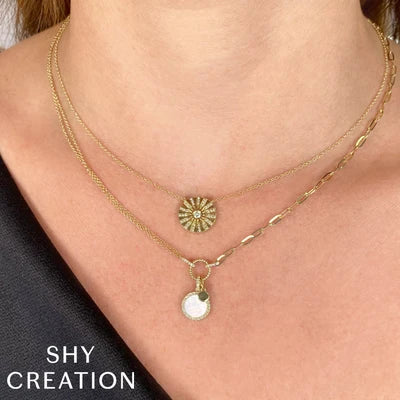 Shy Creation .13ctw Diamond MOP Pendant