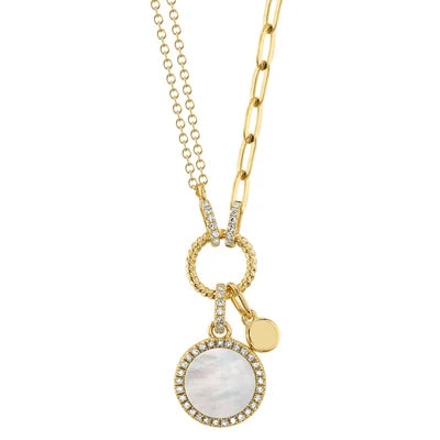 Shy Creation .13ctw Diamond MOP Pendant