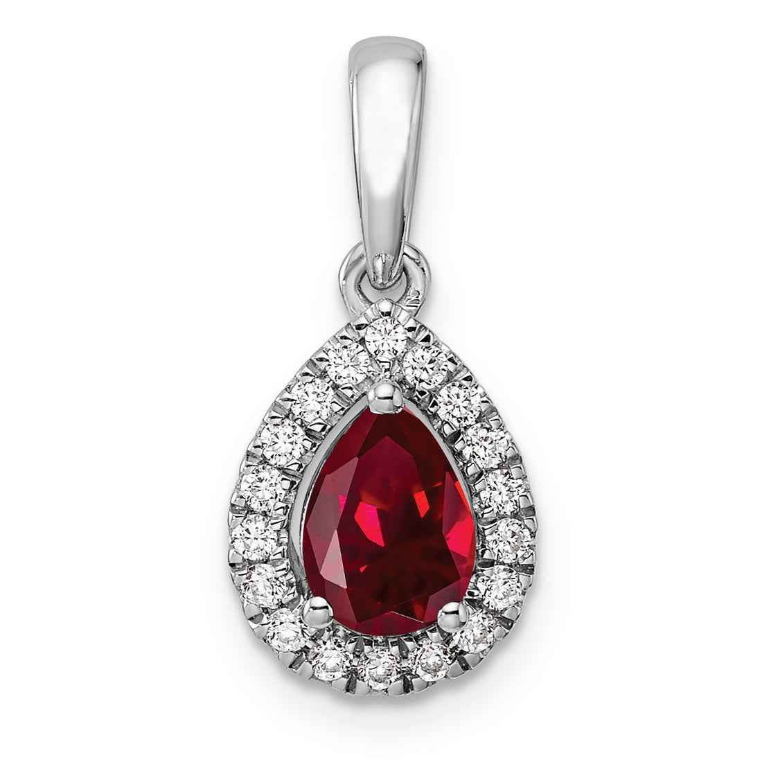 Ruby Diamond Halo Pendant