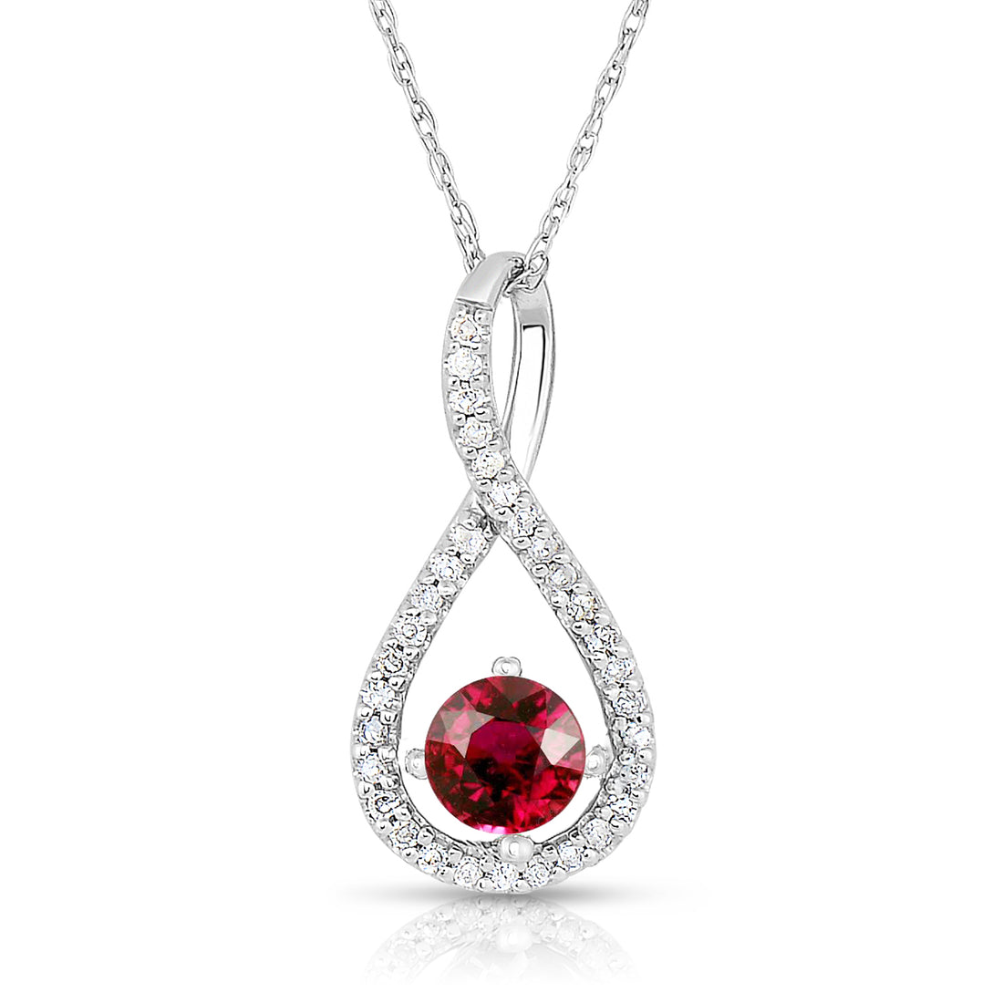 Ruby Diamond Halo Swirl Pendant