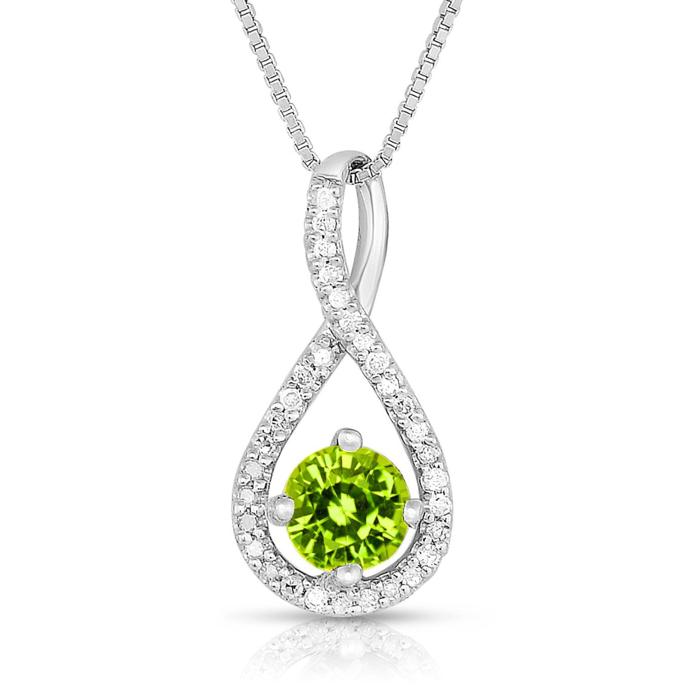 Peridot Diamond Halo Swirl Pendant