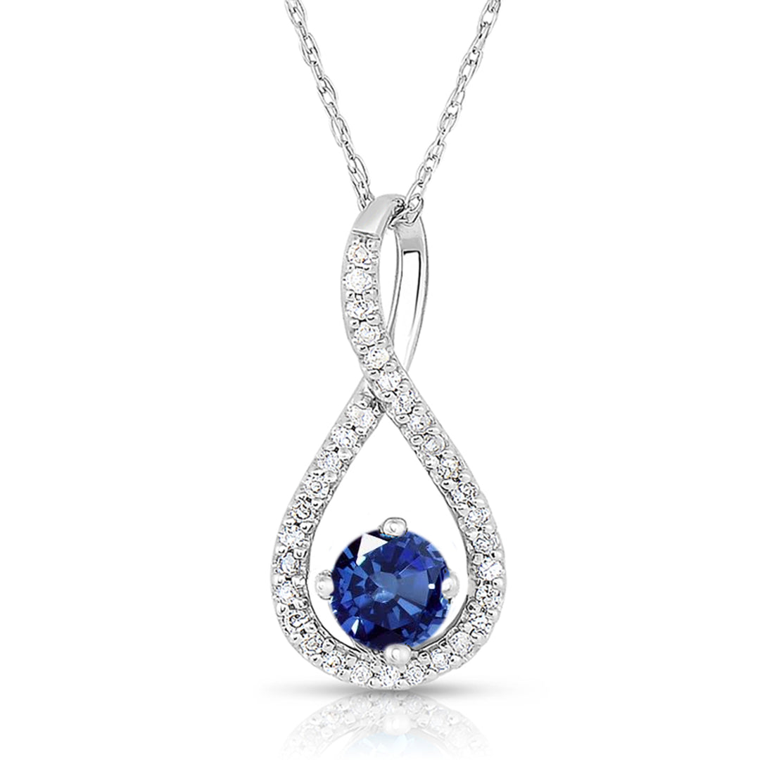 Sapphire Diamond Halo Swirl Pendant