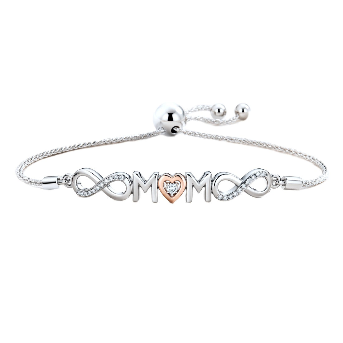 .05ctw Diamond "Mom" Infinity Bolo Bracelet