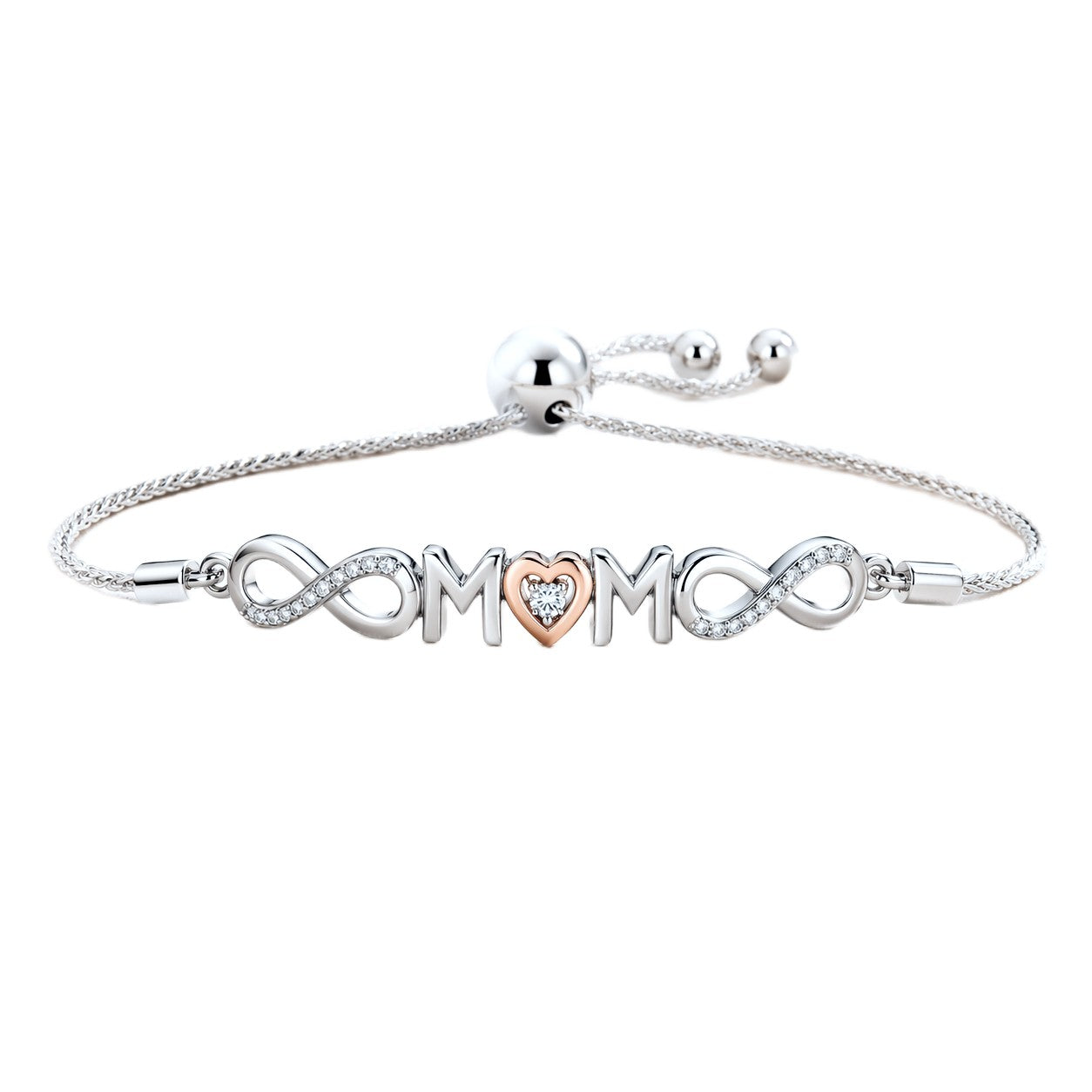 .05ctw Diamond "Mom" Infinity Bolo Bracelet