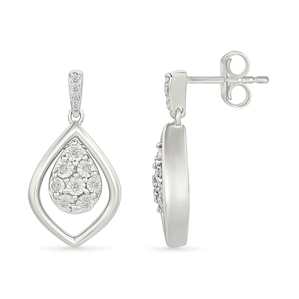 .10ctw Diamond Cluster Drop Earrings