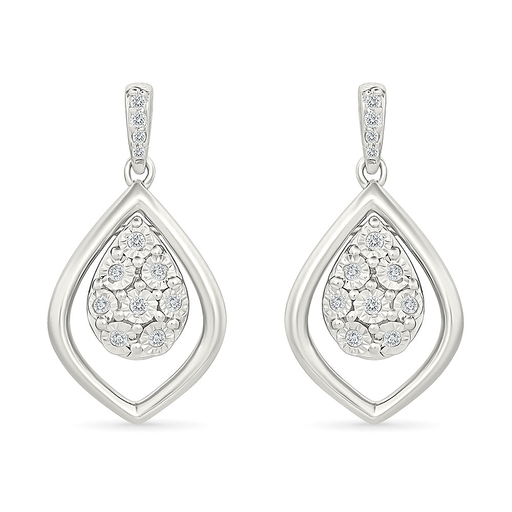 .10ctw Diamond Cluster Drop Earrings