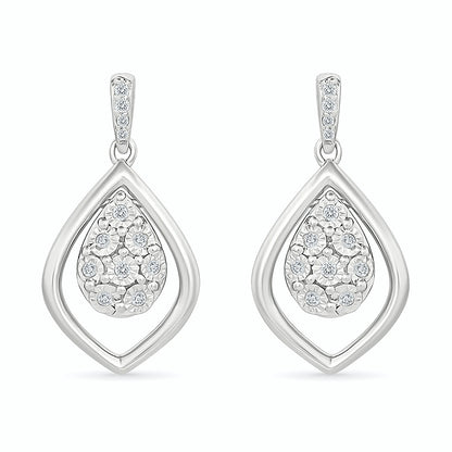 .10ctw Diamond Cluster Drop Earrings