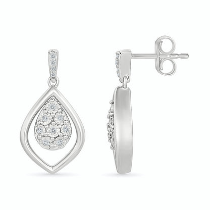 .10ctw Diamond Cluster Drop Earrings