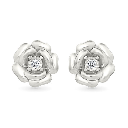 .05ctw Diamond Rose Stud Earrings