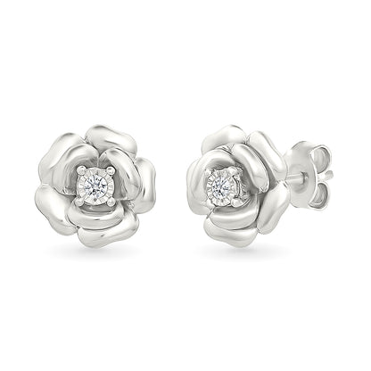 .05ctw Diamond Rose Stud Earrings