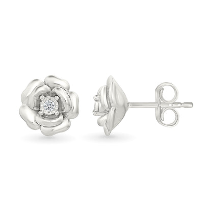 .05ctw Diamond Rose Stud Earrings