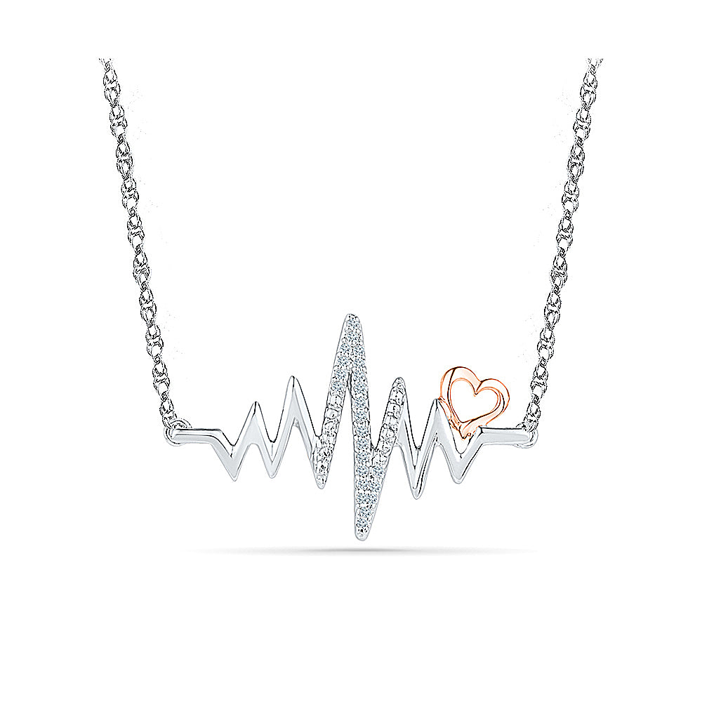 .06ctw Diamond EKG Heart Necklace