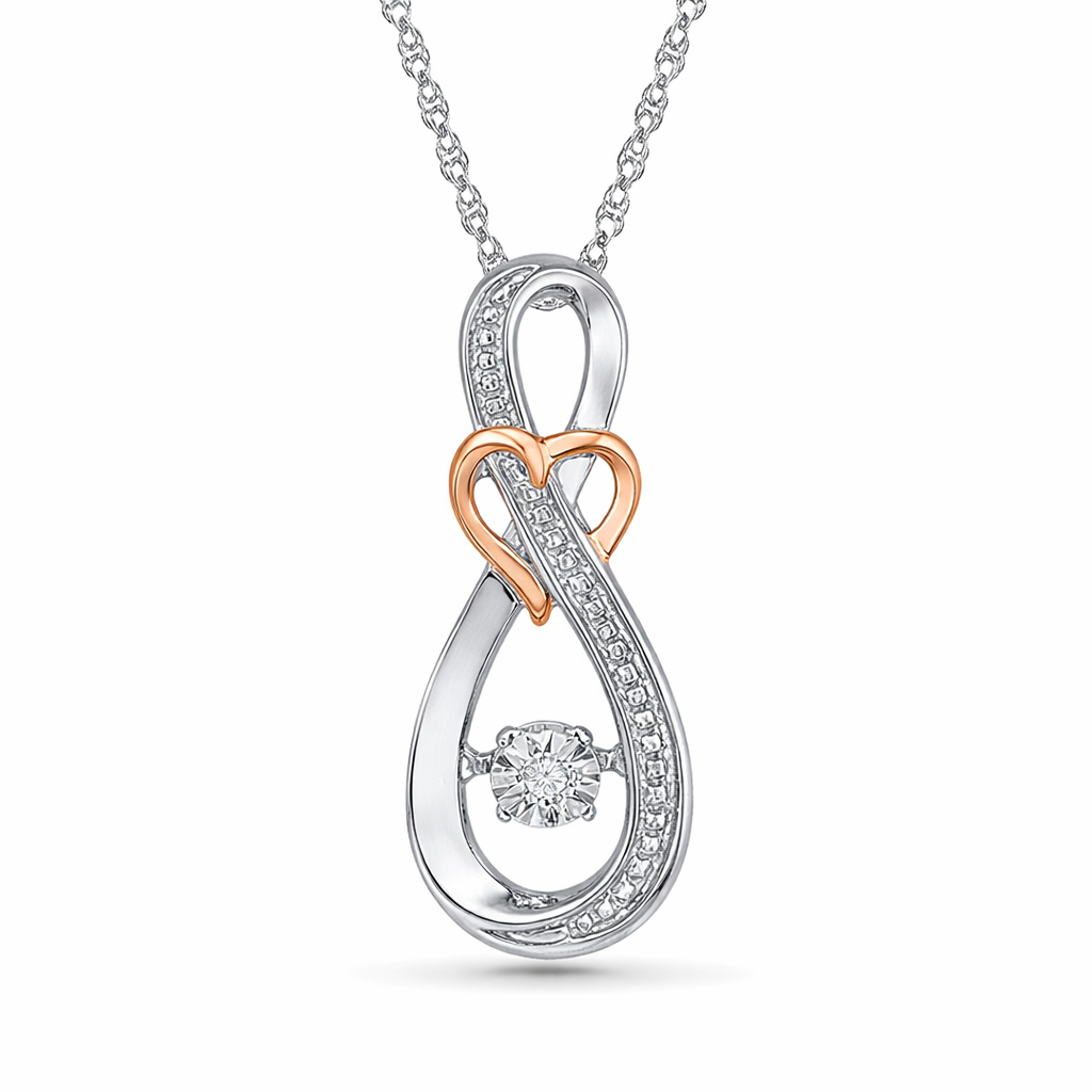 .01ct Dancing Diamond Heartbeat Pendant