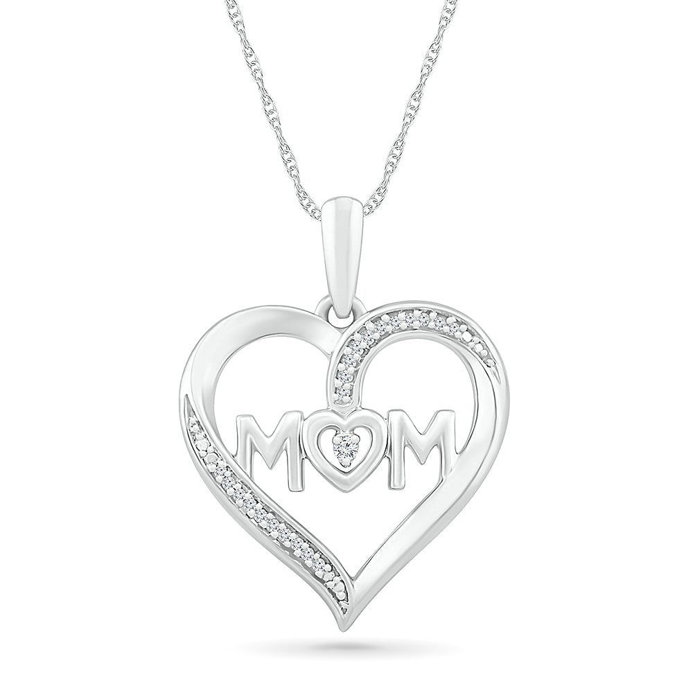.05ctw Diamond "Mom" Heart Necklace