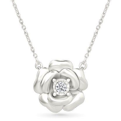 .05ctw Diamond Rose Necklace