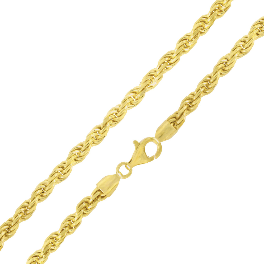 24" 3.25mm Diamond Cut Rope Chain Necklace