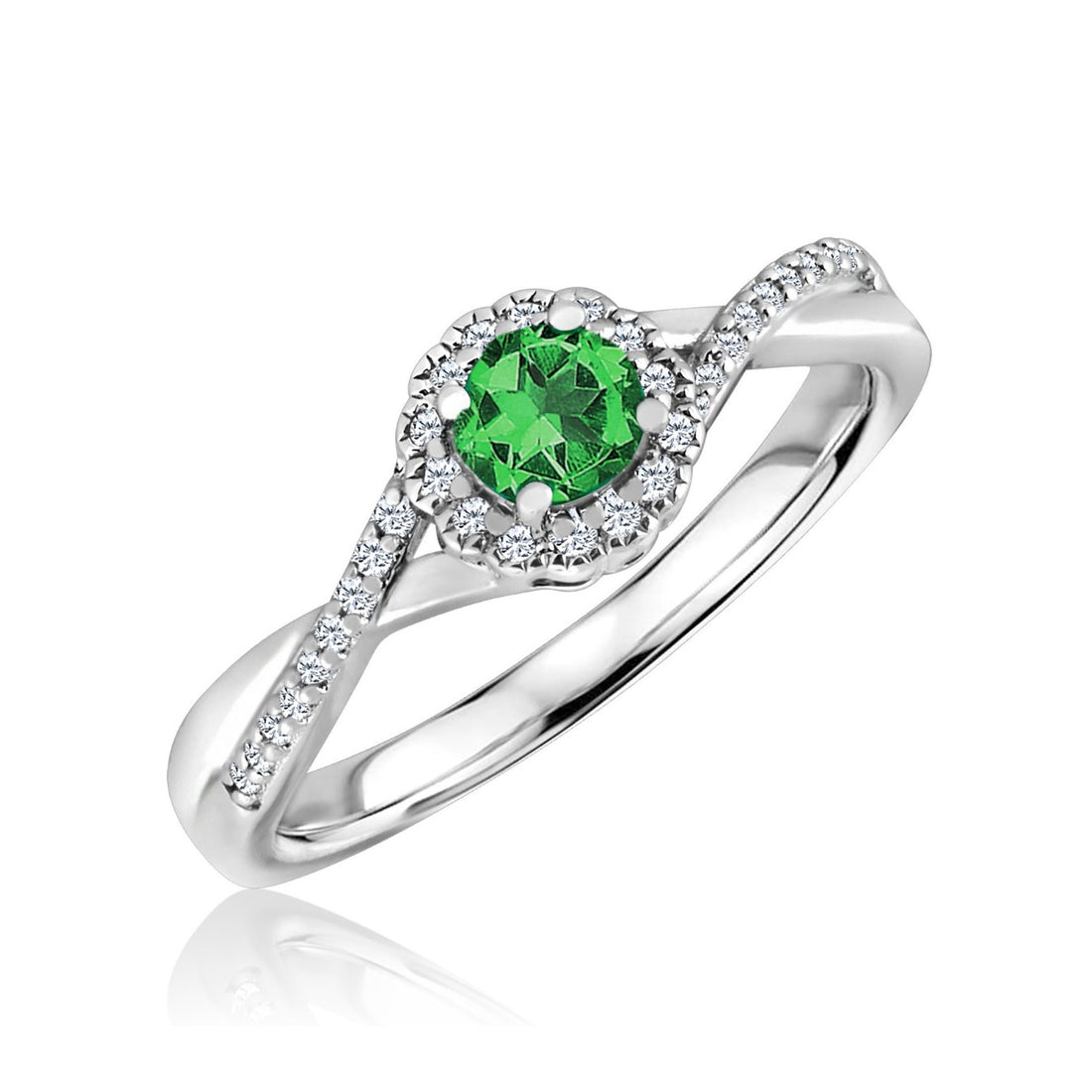 Emerald Diamond Halo Ring