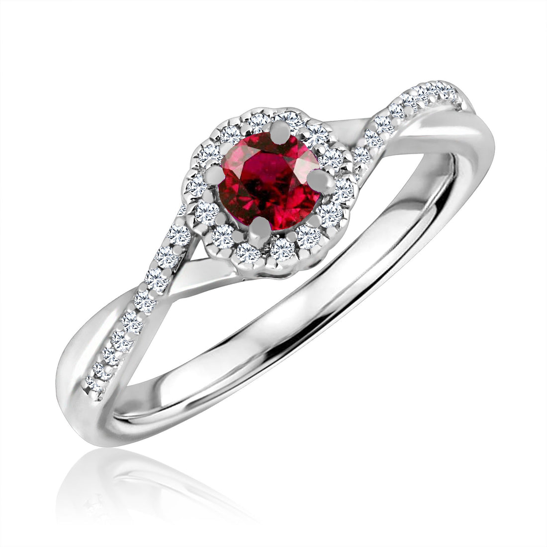Ruby Diamond Halo Ring