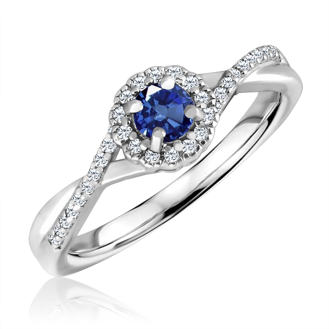 Sapphire Diamond Halo Ring