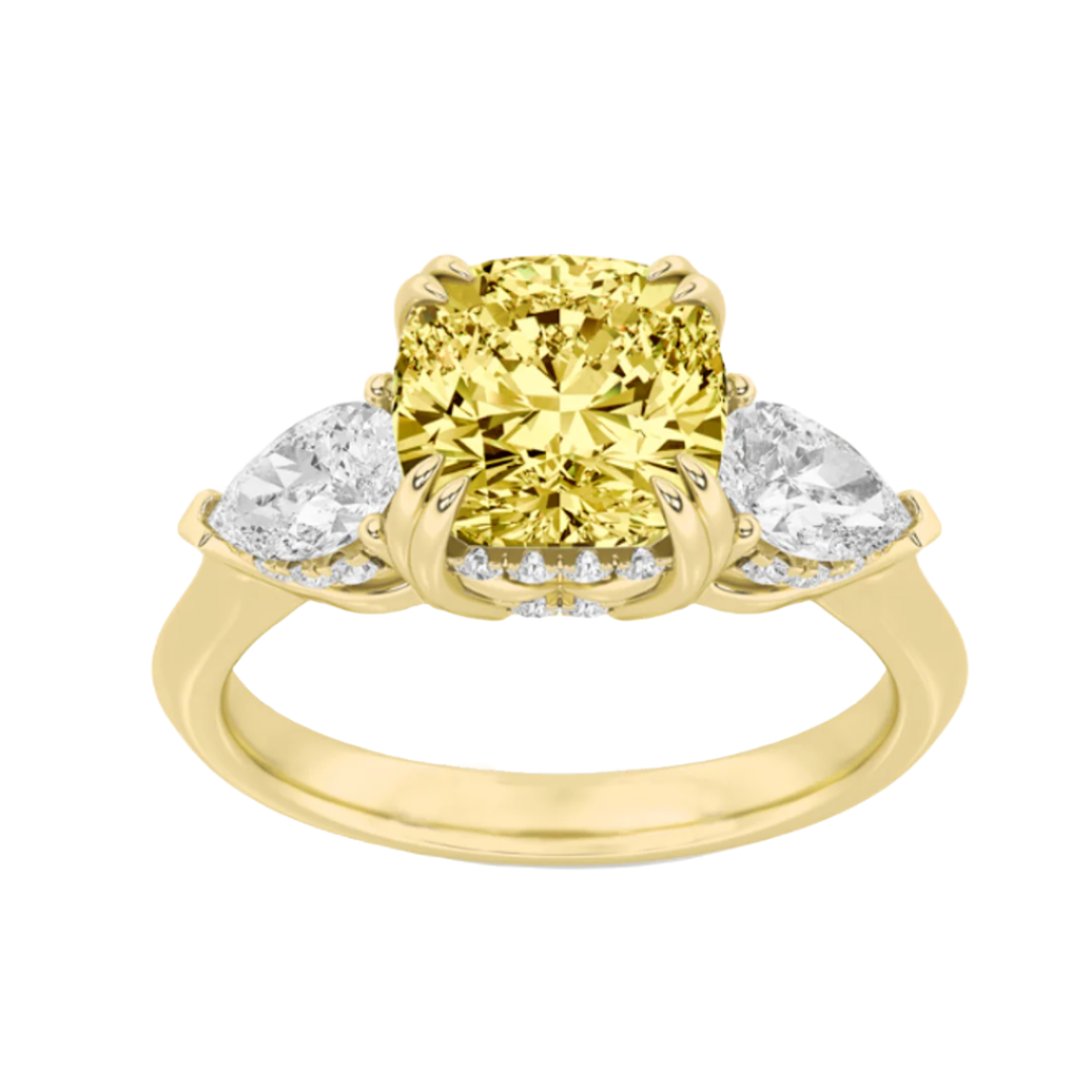 2-7/8ctw Certified Yellow Lab Grown Diamond Hidden Halo Engagement Ring