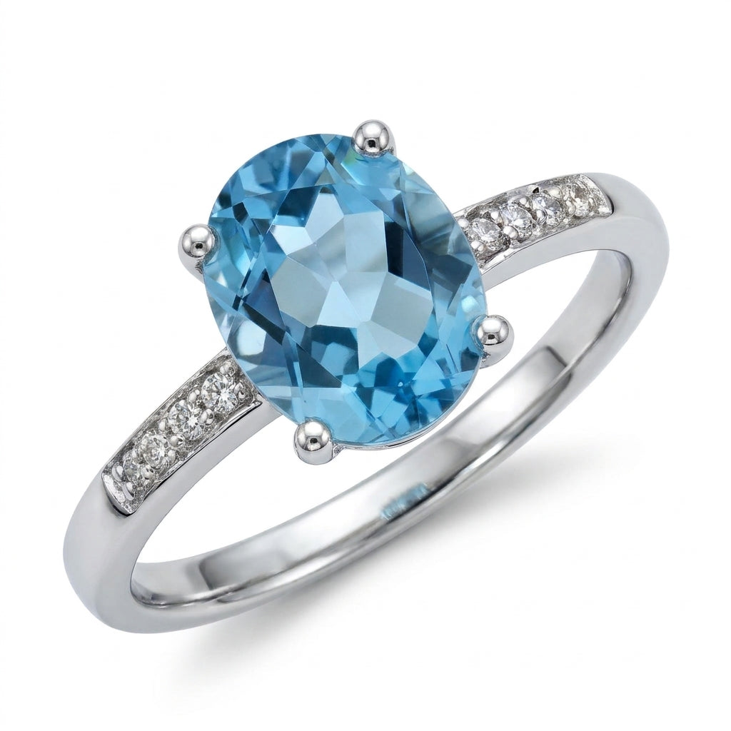 Blue Topaz Diamond Ring