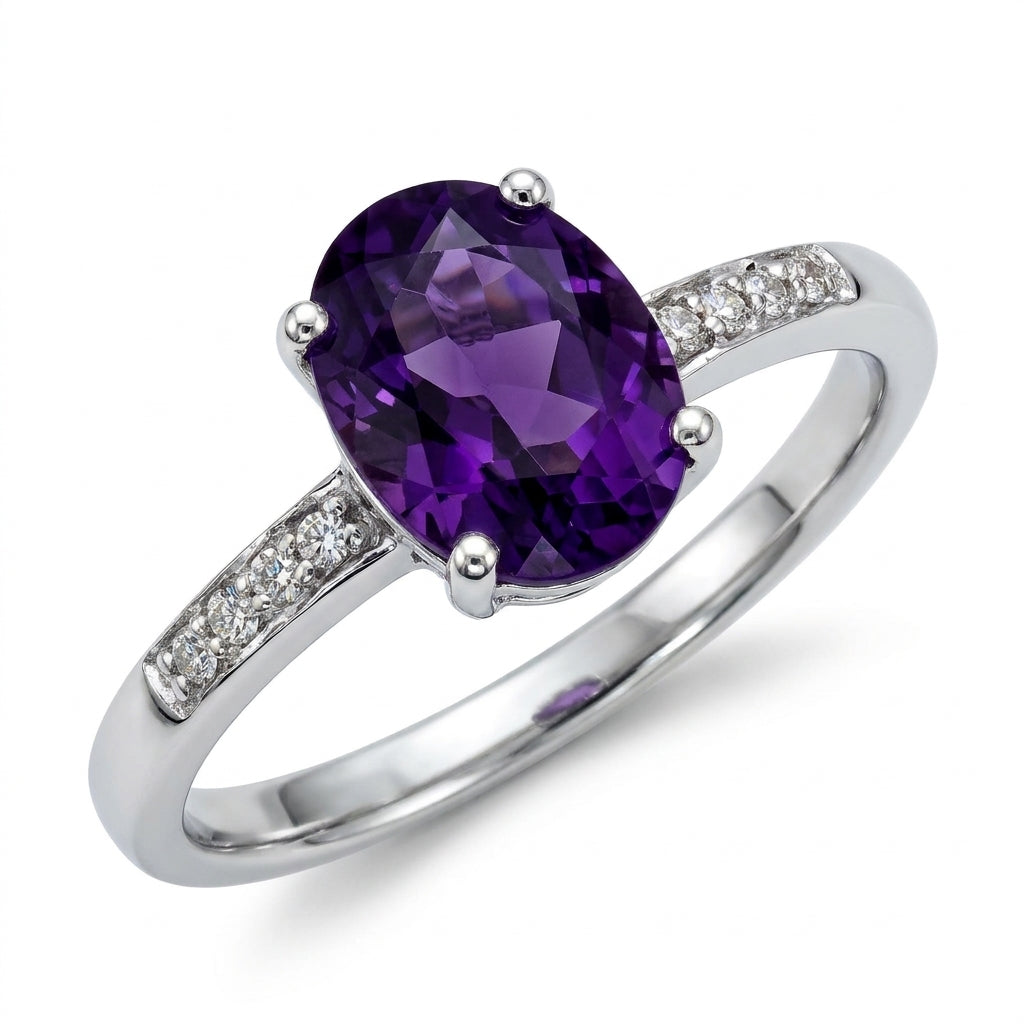 Amethyst Diamond Ring