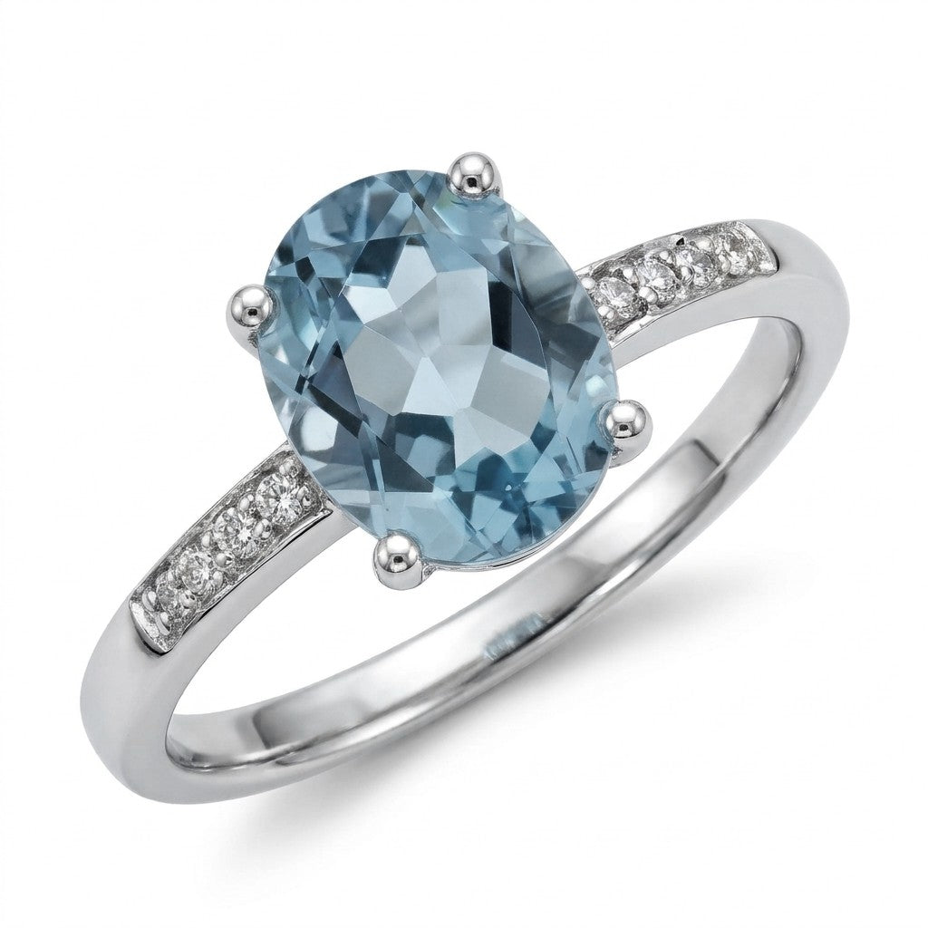 Aquamarine Diamond Ring