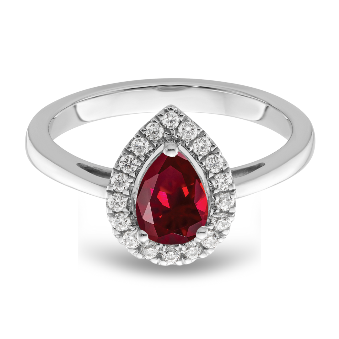 Ruby Diamond Halo Ring