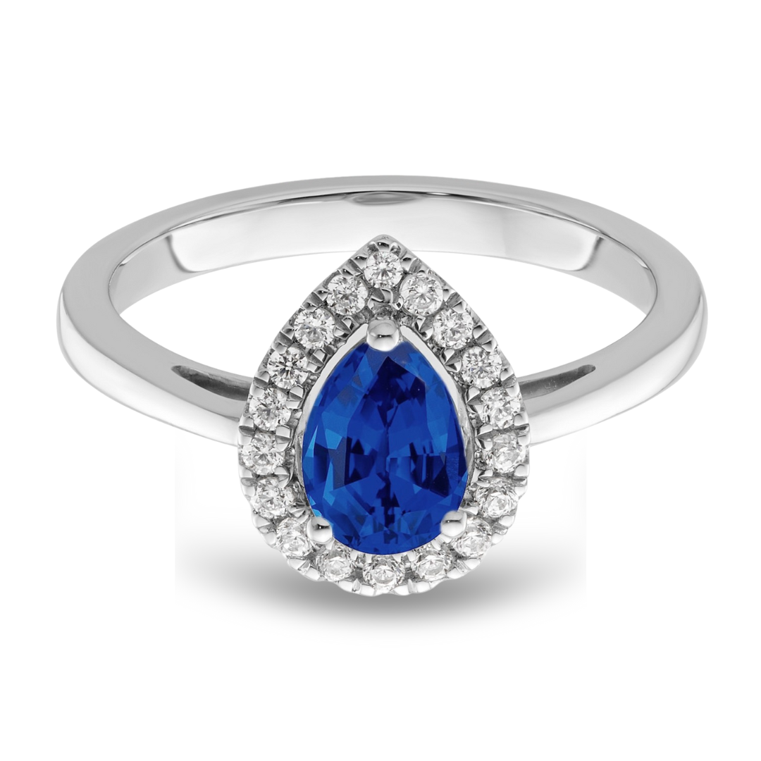 Sapphire Diamond Halo Ring