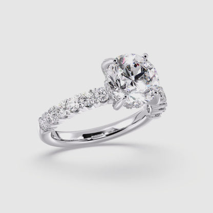 100 Facets Certified 4ctw Lab Grown Diamond Hidden Halo Engagement Ring