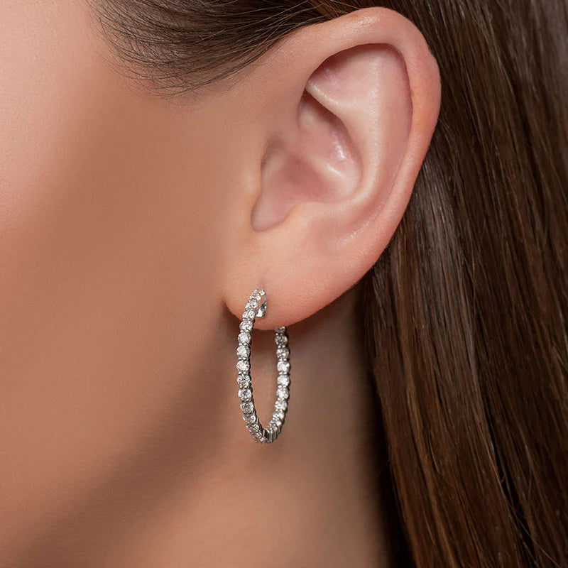 2ctw Diamond In &amp; Out Hoop Earrings